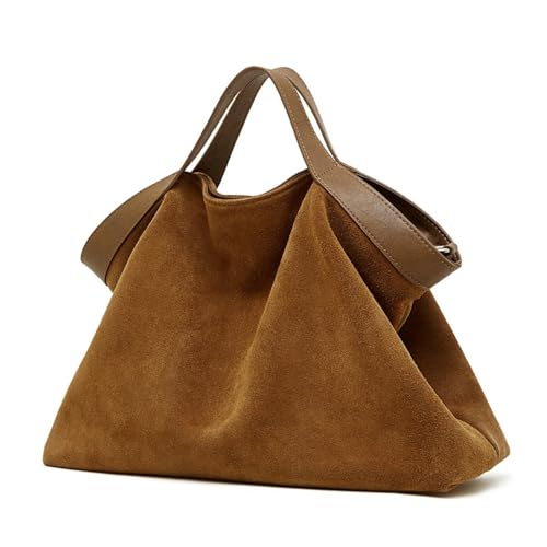 Bolso grande de gamuza marrón tipo hobo y tote miniatura 1