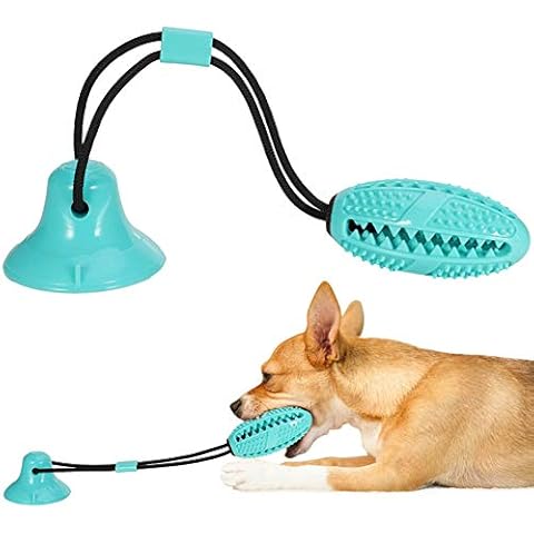 falllea Multifunction Pet Molar Bite Toy, Interactive Puppy Molar Training Rope Dog Toy Self-playing Rubber Ball Toy with Suction Cup, Dog Iq Brain Training Ball Chew Toy for Teeth Cleaning Cover