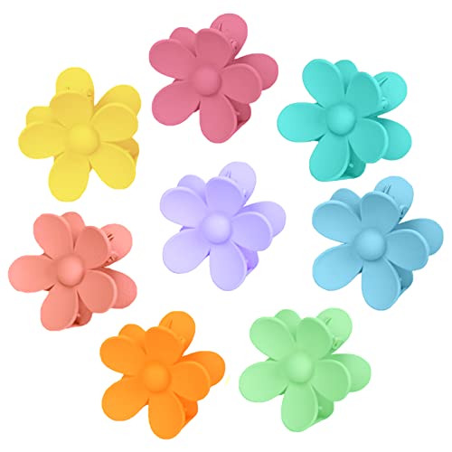 8 Stück Große Klauen Haarspangen,Blumen-Haarspangen,Klaue Clips, Blütenform Rutschfest Haarspangen Kunststoff Haar Krallen Haarklammern für Frauen(8 Farben Light) Cover
