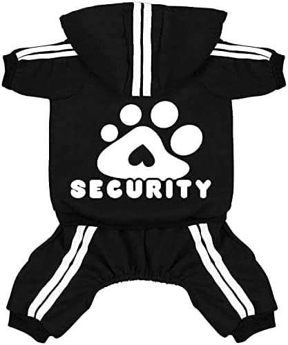 Otunrues Dog Hoodies, Dog Clothes Pullover 4 Legs Dog Jumpsuit Sweatshirt Security Patterns Outfit Doggie Winter Coat Cotton Puppy Hoodied for Small Medium Large Dogs Cats(Black,M)