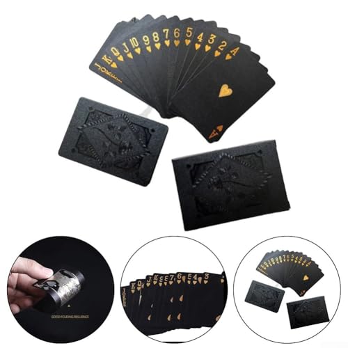 Exquisites schwarz-goldenes Pokerkarten-Set, einfach zu mischen und zu handhaben für nahtloses Gameplay – Bild 4