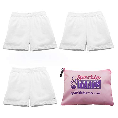 Sparkle Farms Girls Under School Uniform Shorts, Bike Shorts, Playground Shorts, Cartwheel Shorts, 3-Pack, White, Size 7