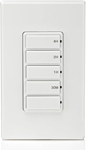 Miniatura 12 de Leviton Interruptor temporizador de cuenta regresiva DT104-1LW para luces domésticas, calentadores y escape, 30 minutos, 1-2-4 horas, no requiere