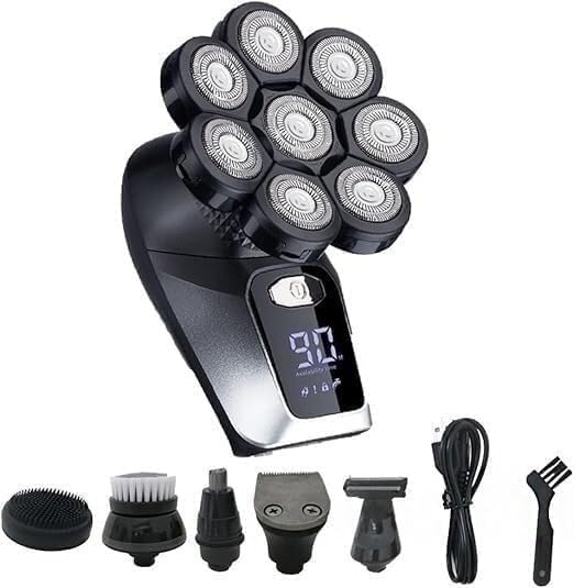 Electric Shavers for Bald Men, Multifunctional 8D Bald Head Shaver 6 in 1 Electric Razor Head Shavers for Bald Men LED Display Electric Shavers