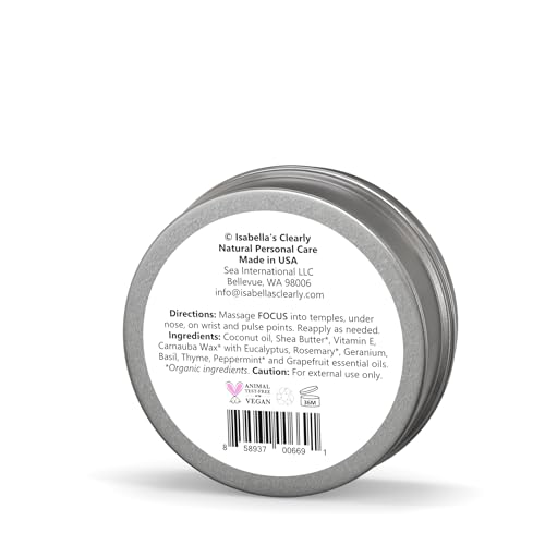 Clearly Focus Brain Booster Concentration Aid for Attention, Memory, Mental Clarity and Performance | Stay Sharp with an Uplifting Aromatherapy Essential Oil Blend for Adults and Kids | Made in USA