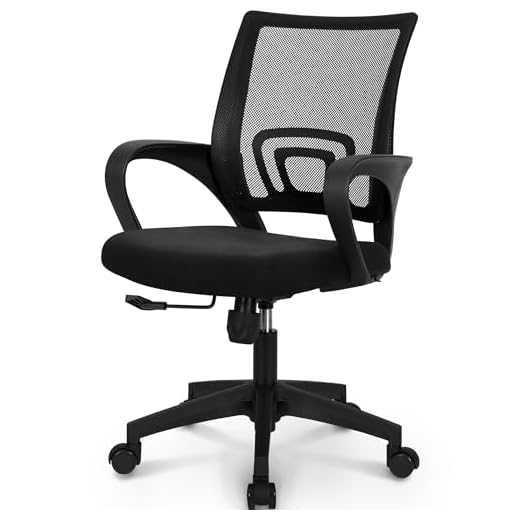 Neo Chair Office Computer Desk Chair Gaming-Ergonomic Mid Back Cushion Lumbar Support with Wheels Comfortable Blue Mesh Racing Seat Adjustable Swivel Rolling Home Executive (Black)