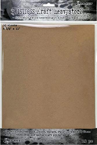 Tim Holtz Distress White, Kraft and Mixed Media Heavystock, 8 1/2x 11, Perfect for Use with Distress Ink, Oxide, Sprays, Paints, Crayons, Glaze & More, Bundle of 3 Packages, 10 Sheets Each, 30 Sheets