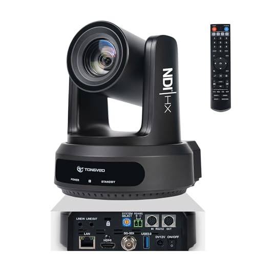 Image of TONGVEO NDI PTZ Camera with AI Auto-Tracking: 20X Optical Zoom HDMI SDI USB PoE IP 1080P 60fps Video Camera for Live Streaming Conference Room Webcam for Church Worship, OBS