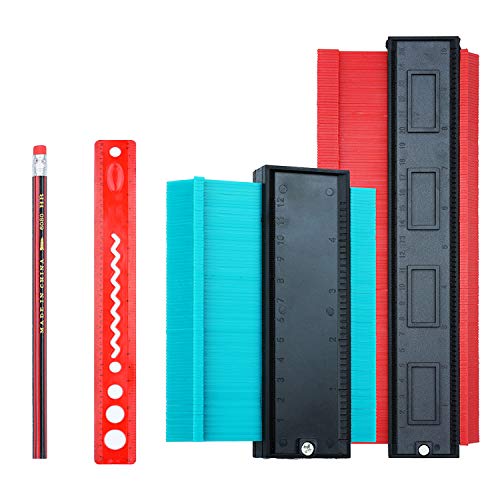 2 Medidor de Contornos - 25cm 12cm Perfil Gauge, Contour Gauge Duplicator,Herramienta de Medición,Duplicador de Contornos Plastico Medidor con Regla de 20 cm y Lápiz para Precisa Medir Forma Irregular