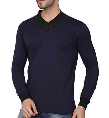 Image of EYEBOGLER Solid Men's Shawl Collar Regular Fit T-Shirt