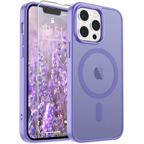 Image of SUPFINE Magnetic for iPhone 13 Pro Case (Compatible with MagSafe) (Military Grade Drop Protection) Translucent Matte Shockproof with Anti-Fingerprint Phone Case,Purple