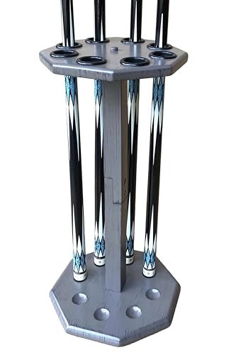 Support de queue de billard autoportant gris, râtelier de sol en bois pour 8 queues