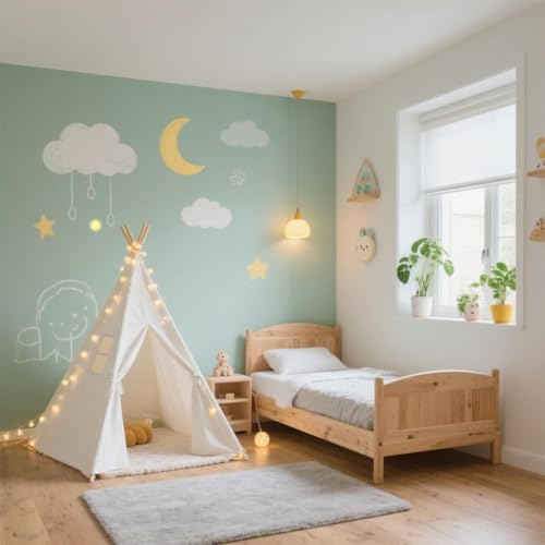 Quaocens 6 Pack Teepee Tent for Kids,Collapsible Kids Teepee Tent with 10 Ft String Lights,White Kid Teepee Boys Girls Indoor Outdoor Slumber Party Sleepover Party - Thumbnail 7