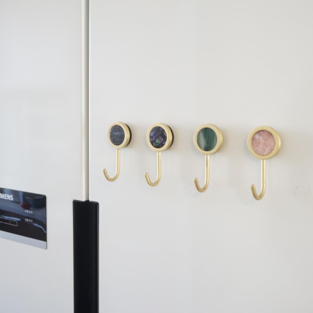 5 PCS Colorful Creative Brass Magnetic Hooks Heavy Duty, Strong Neodymium Magnetic Hooks for Hanging, Strong Magnetic Hanger for Cruise Cabins, Locker, Toolbox, Home, Kitchen
