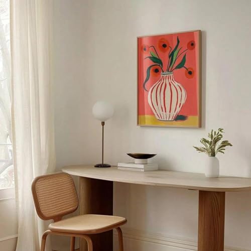 Poster rétro fleurs rouges 60x90cm vintage et bohème pour salon - 2