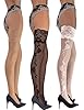 15 cm Deep Lace Top Patterned Hold-ups Stockings, 20 Denier, Rose Floral Design – Perfect for Day & Night, Party, Bridal, Wedding Hold-ups #3