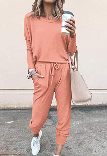 Fixmatti Women 2 Pieces Sweatsuit Pullover Long Sleeve Tracksuit Pant Sets S #TOP2