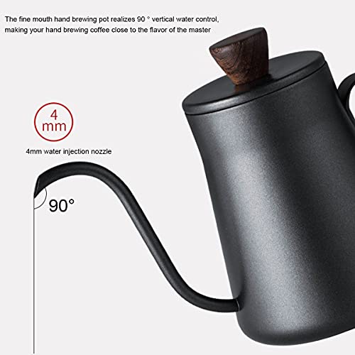 Ca Mode 14Oz Mini Gooseneck Spout Kettle Make Pour-Over Coffee Kettles Small Teapot Stainless Steel Black Long Narrow Hand Drip Tea Pot Hanging Ear With Anti-Scalding Cover #TOP4