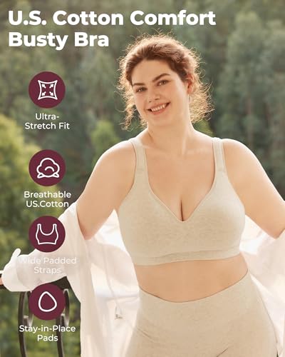 Momcozy Seamless U.S. Cotton Busty Bras for Women,Comfortable Wireless Full Coverage Bra with Molded Cups for Large Bust2