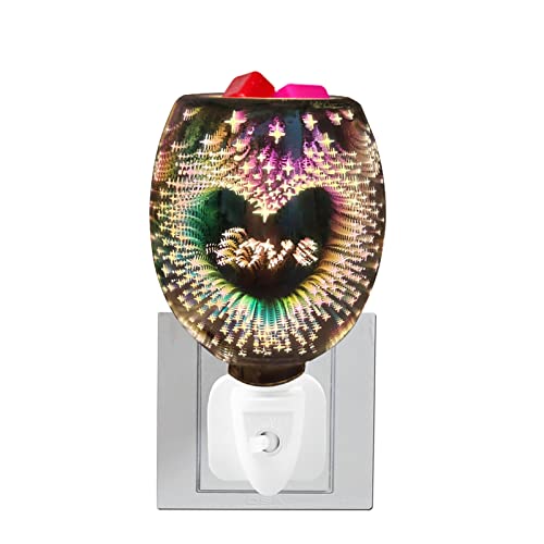 Lámpara Calentadora Velas, 3D Glass Electric Wax Melts Warmer Burner In Metal Oil Burner Wax Melt Burner Calentador de Velas Aroma Difusor Lámpara para Hogar, Dormitorio, Decoración