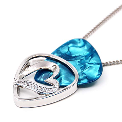Heart-shaped guitar pick holder necklace