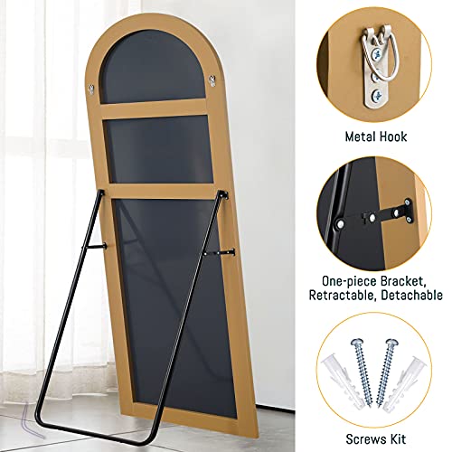 Image of NeuType 71 inchx32 inch Arched Full Length Mirror Floor Mirror with Stand Large Bedroom Mirror Modern Shape Wall Mounted Mirror Hanging or Leaning Against Wall, Wood Frame, Gold