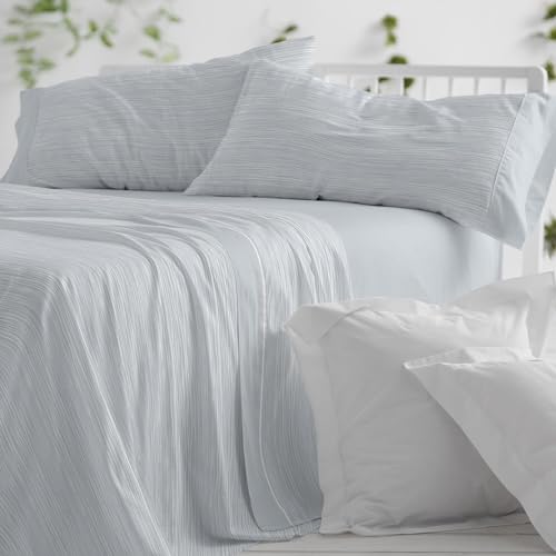 Burrito Blanco | Juego de sábanas | Cama de 105cm (+Medidas Disponibles) | 100% Algodón | Diseño 625 | Color Azul (105x190/200cm)