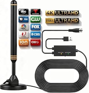 TV Antenna Indoor Antenna for Smart TV for Long Range Reception and All Smart TVs HD Digital Antenna with Amplifier Signal Booster for Local Channels Supports 4K 1080p-Orange