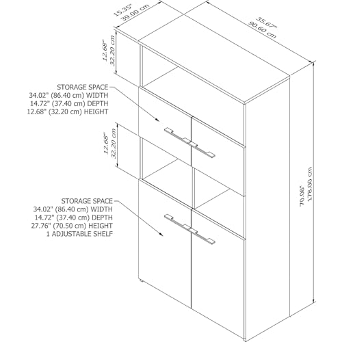 Bush Business Furniture Office 500 5 Shelf Bookcase with Doors - Thumbnail 3