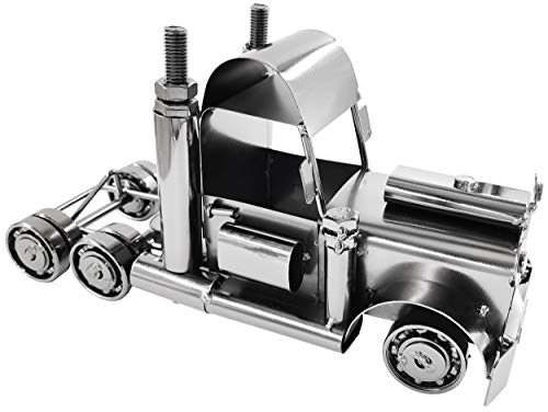 BRUBAKER Wine Bottle Holder Truck - Table Top Metal Sculpture - with Greeting Card