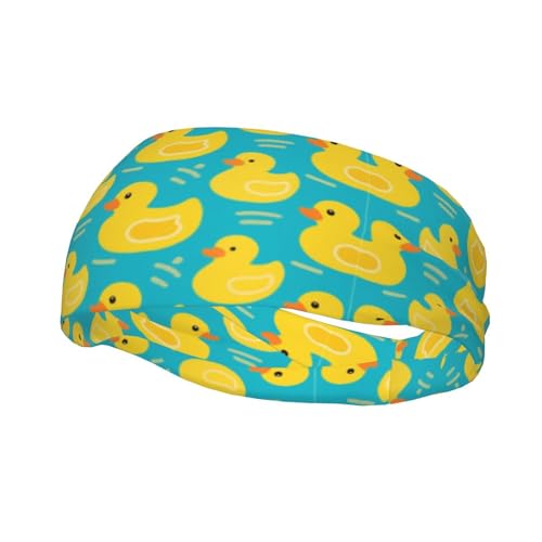 Boys Girls Yellow Rubber Duck Art Sports Sweatband Multi Style Beauty Skinny Hair Band Headdress for Yoga Travel Spa