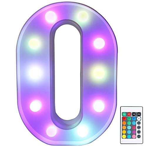 Image of Pooqla Colorful Marquee Letters LED Light Up Letters with Remote, Party Birthday Letter with Lights Decorations for Classroom Room Dorm Home - Multicolor Letter O