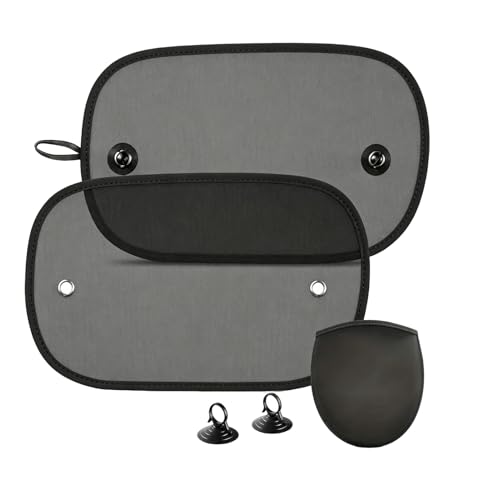 Image of 2 Pack Car Window Shades for Baby,Breathable Mesh Sunshade for Side Rear Glass,UV Block Sunscreen Visor Blinds Cover for Kids,Universal Vehicle Privacy Protector with Storage Bag Set,Black 50x30cm