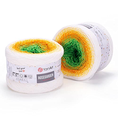 Image of Yarn Art Flowers Rosegarden 100% Cotton 250gr 8.80 oz 1094yds Multicolor Cotton Yarn Rainbow Crochet Yarn Spring Summer (303)