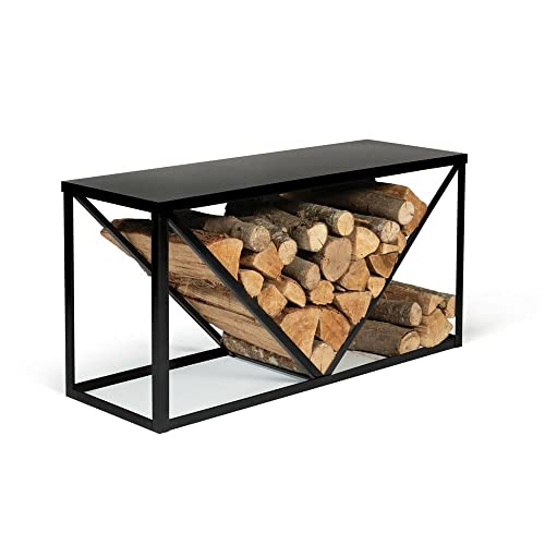 FACILITYS Estante metálico para leña de chimenea en posición horizontal diseño │100lx35bx50h │Color negro Cover
