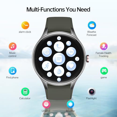 Image of Woneligo Smart Watch,1.57inch AMOLED Touchscreen Fitness Watch for iPhone & Android,Heart Rate /Sp02 /Sleep Monitor,110+ Sport Modes IP68 Waterproof Bluetooth Calls,2 Bands (Green, 1.57)