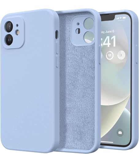 Image of DIZORO Square Candy Liquid Silicone iPhone Case Cover for iPhone 12, All Cube Series with Microfiber Lining Compatible iPhone 12 (6.1 inch Carolina)