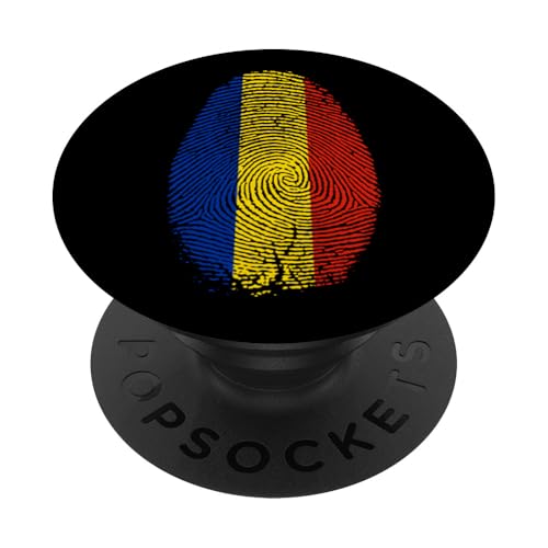 Romania Flag Fingerprint Romanian Gift for Romanians PopSockets PopGrip Adhesivo