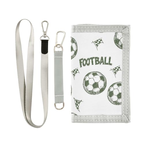 ALAZA Kids Wallets for Boys Girls Toddler Trifold Wallet Children Small Football Green with Zipper Coin Pocket