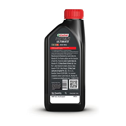 Image of Castrol POWER1 ULTIMATE 15W-50 4T Full Synthetic Engine Oil for Bikes 1L (Pack of 2)