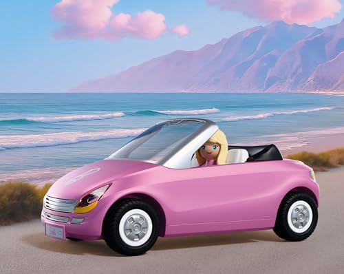 PLAYMOBIL Barbie Cabrio | Cabrio mit Anhänger & Jetski | Sommerabenteuer mit Barbie an der Malibu‑Küste | Fahrzeug‑ & Wasserspaß | Kreatives Spielset für Kinder ab 4 Jahren | 72123