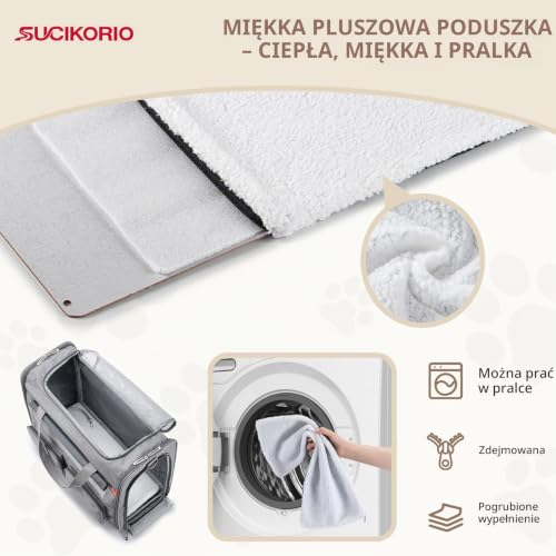 55x40x23cm Składana Torba Podróżna dla Kota Zatwierdzona przez Linie Lotnicze Przenośny Plecak dla Psa Miękki Składany Worek Transportowy Max 12kg z Paskiem na Ramię, Wyjmowaną Matą i Miska