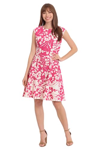 Image of London Times Womens Dresses Cap Sleeve Fit and Flare - Elegant Summer Cocktail Graduation Garden Party Wedding Guest Dress