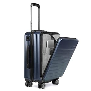 Traveler’s Choice Front Pocket Polycarbonate Hardside Spinner Luggage, Navy, Carry-On 22-Inch