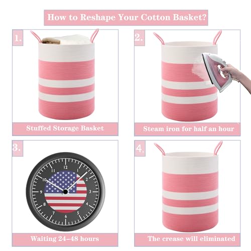 Image of Pink Hamper for Nursery Baby Girls Laundry Basket 80L Large
