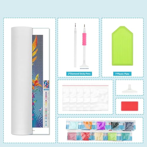 Image of Jasol Diamond Painting Kit, 40x30 Cms, Full Drill, 5D Crystals, Home Wall Decor Gift Set (Humming Bird M45621)