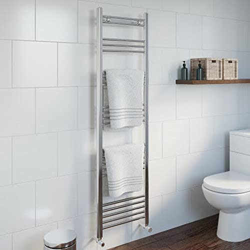 DuraTherm Dual Fuel Heated Towel Rail Chrome Designer Flat Manual Electric 1600 x 450mm