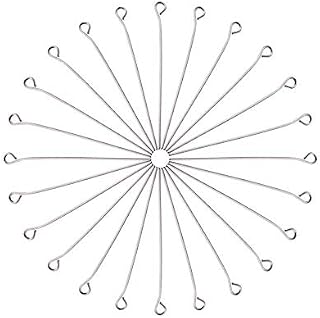 PandaHall 100pcs 40mm Stainless Steel Eyepins Head Pins Ball Head Pins Findings Open Eye Pin Findings Open Eye Pin for Earring Pendant Bracelet Jewelry DIY Craft Making, Silver
