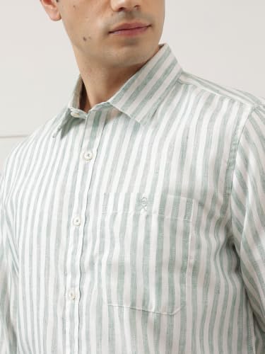 Image of Thomas Scott Men's | Stripes | Full Sleeve | Regular Fit | Linen Blend | Spread Collar | Casual Shirt