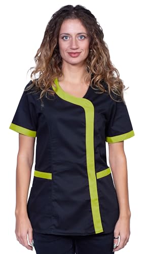 Frères ditalia Blouse Maquette Travail Noir D'été Femme Coiffure Esthéticienne Centre esthétique